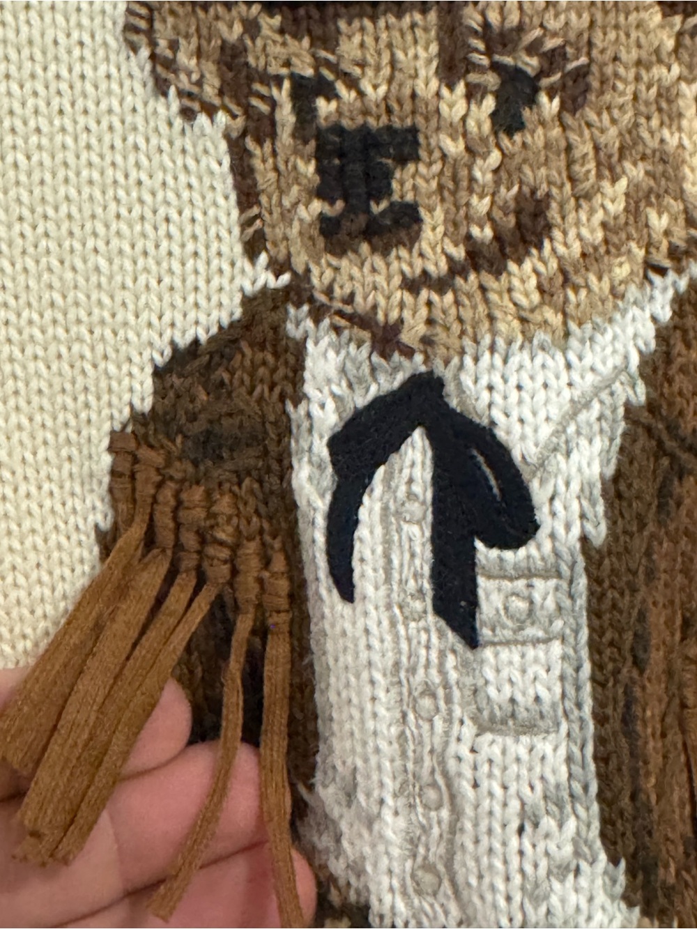Polo by Ralph Lauren Cream Bear-Intarsia Crewneck Sweater - Picture 3 of 9